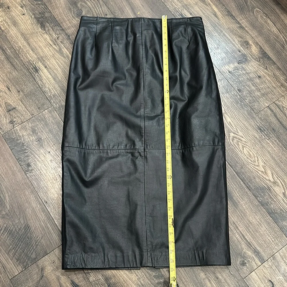 VINTAGE For You From Spiegel Long Black Leather Skirt Size 16 - Picture 2 of 8